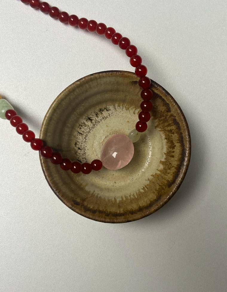 Solar 2 - Carnelian & Rose Quartz Necklace
