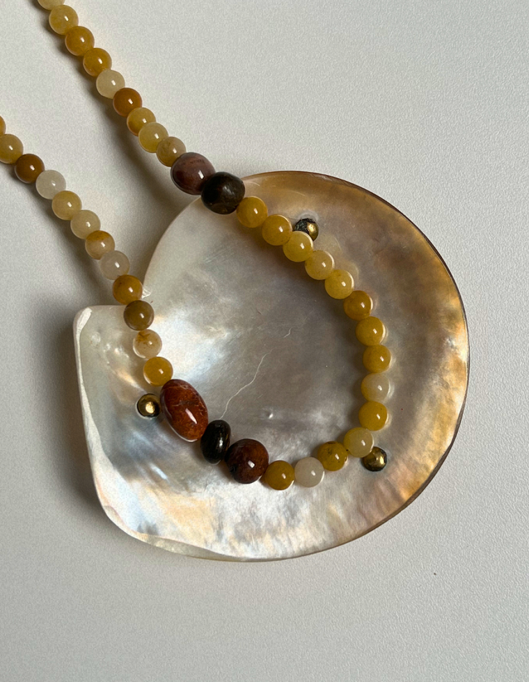 Orchard 11 - Yellow Topaz & Fossil Coral Necklace