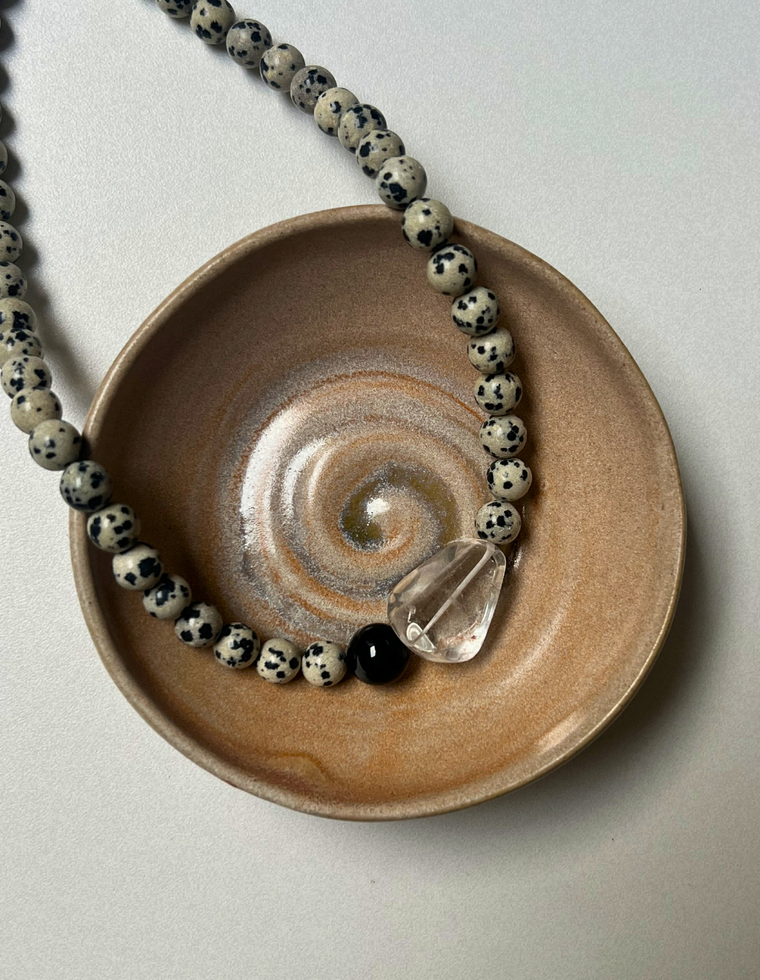 Strata 5 - Dalmatian Jasper & Clear Quartz Necklace