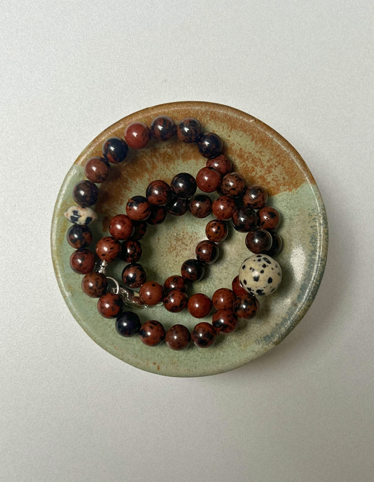Mineral 4 - Mahogany Obsidian & Dalmatian Jasper Necklace