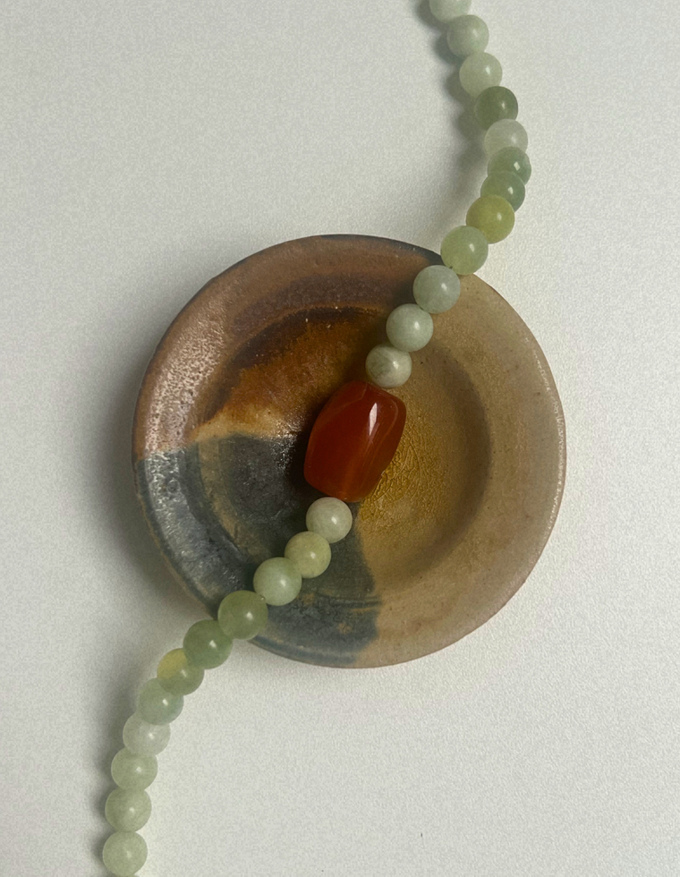 Trove 34 - Green Jade & Carnelian Necklace