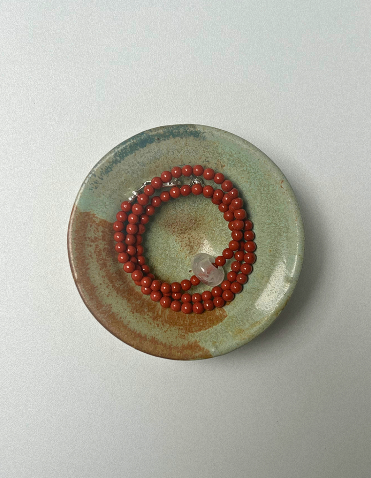 Earth Hold 4 - Red Jasper & Clear Quartz Movement Necklace
