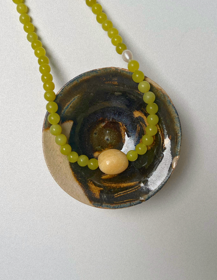 Light Forms 10 - Olive Jade & Yellow Calcite Necklace