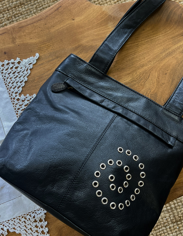 Spiral Stud Vintage Leather Bag / Piece 22