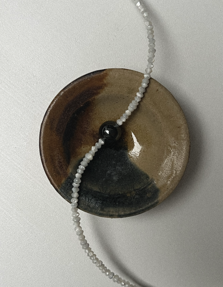 Unfurl 10 - Mother of Pearl & Hematite Necklace