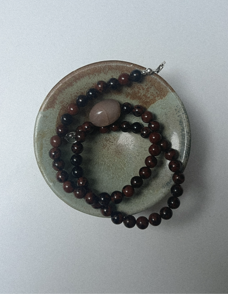 Settle Fourteen - Mahogany Obsidian & Moonstone Necklace