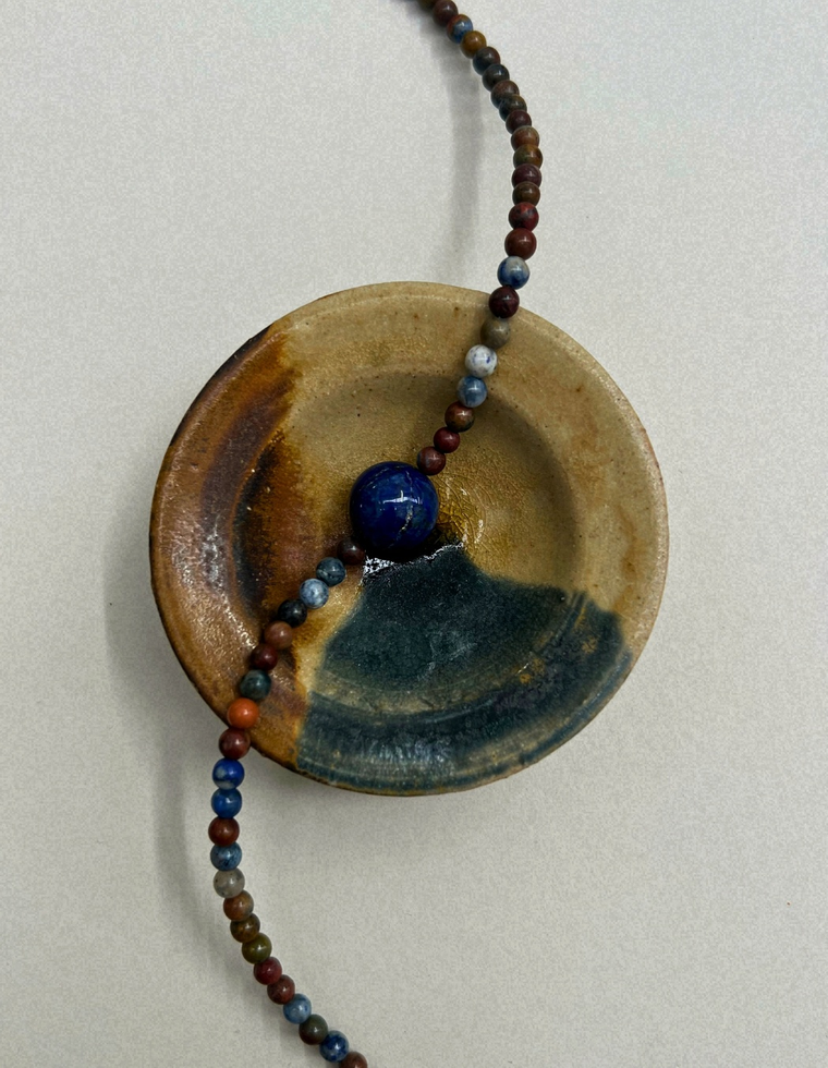 Celadon 5: dumortierite and lapis lazuli necklace, hand-strung by Palm of Feronia, photo 2