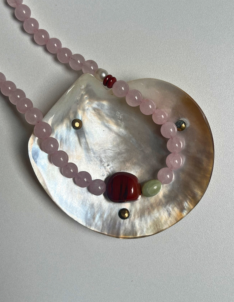 Halo 1 - Rose Quartz & Red Jasper Necklace