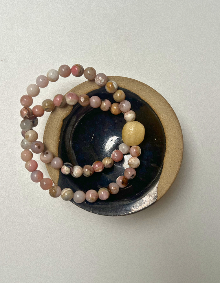 Emerge 3 - Pink Opal & Yellow Calcite Necklace