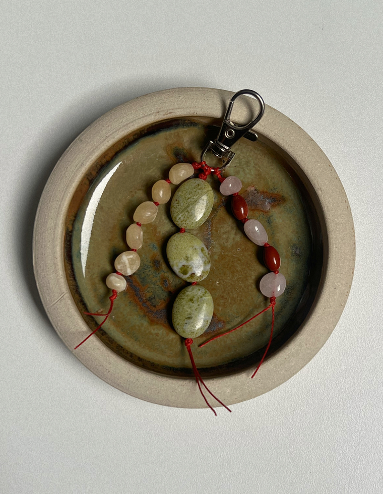 Stoned Charm - Red Jasper & Rose Quartz
