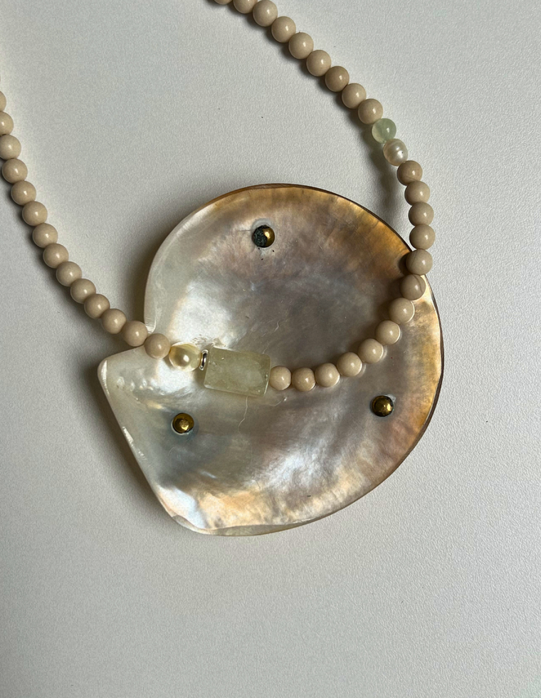 Grove 13 - Fossilised Coral & Prehnite Necklace