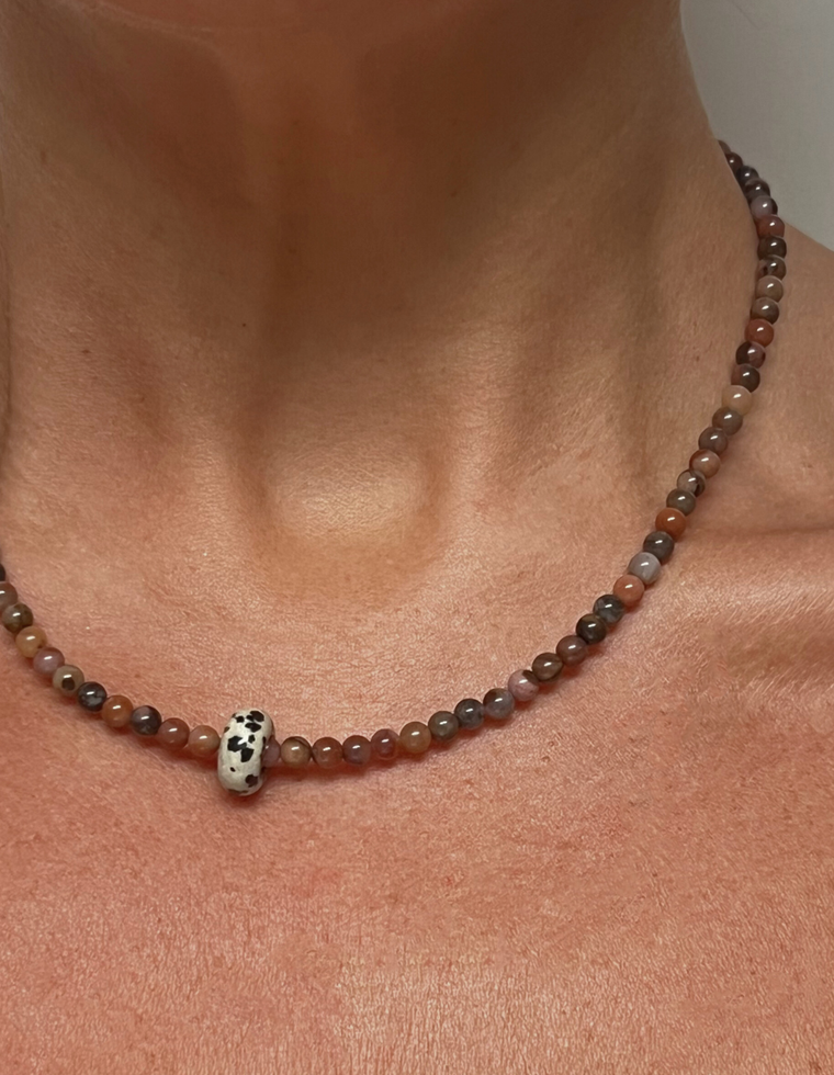Sorelle - Riverstone & Dalmatian Jasper Movement Necklace