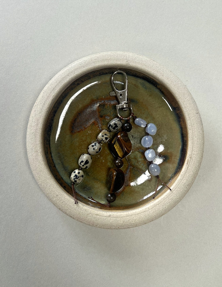 Stoned Charm - Blue Chalcedony & Tiger Eye by Palm of Feronia