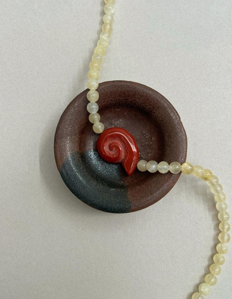 Harvest 13: silk jade whorl necklace, hand-strung by Palm of Feronia, photo 2