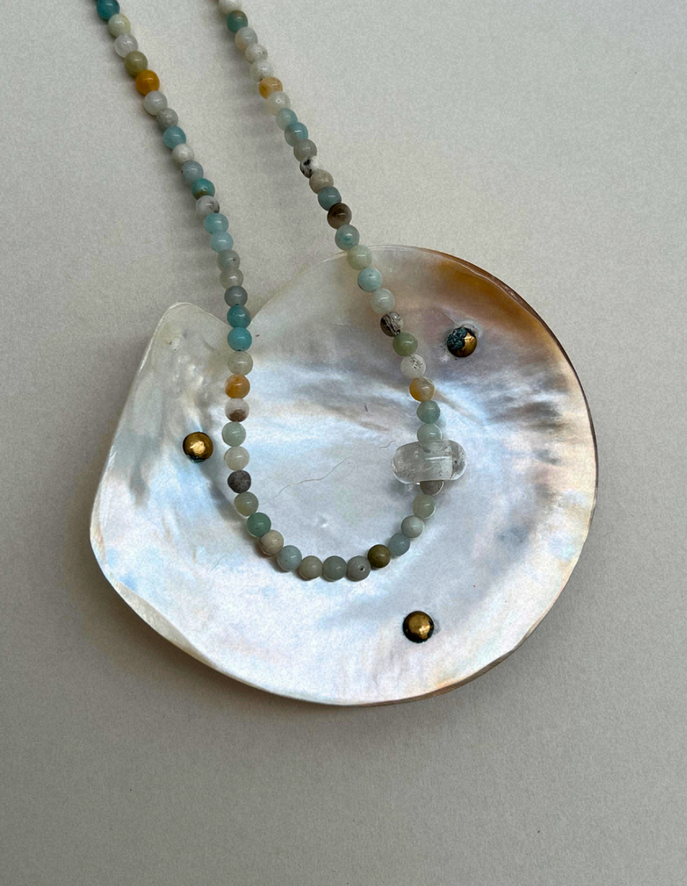 Habit 7 – Flower Amazonite & Clear Quartz Movement Necklace