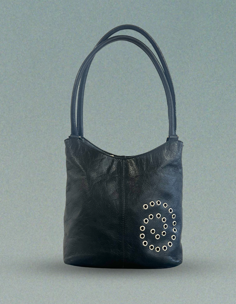 Spiral Stud Vintage Leather Bag / Piece 60