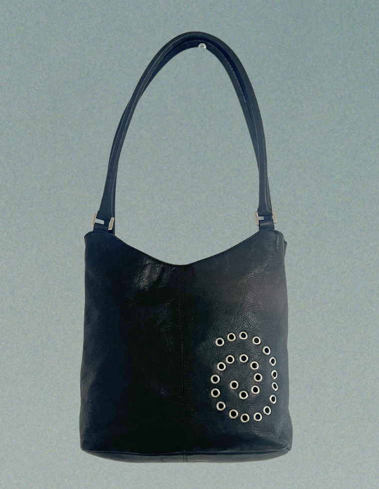 Spiral Stud Vintage Leather Bag / Piece 60