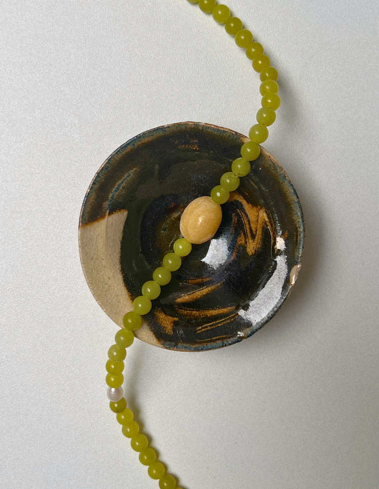 Light Forms 10 - Olive Jade & Yellow Calcite Necklace