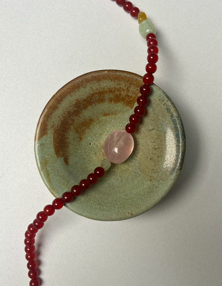 Solar 2 - Carnelian & Rose Quartz Necklace