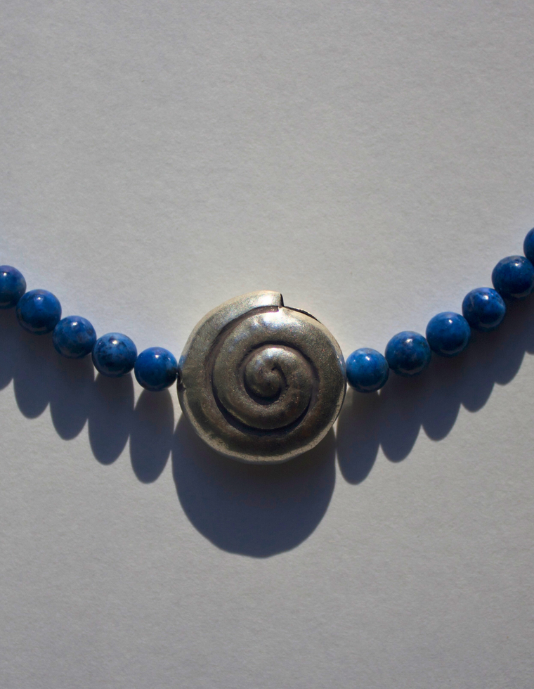 Thalassa - Lapis Lazuli & Silver Spiral Necklace