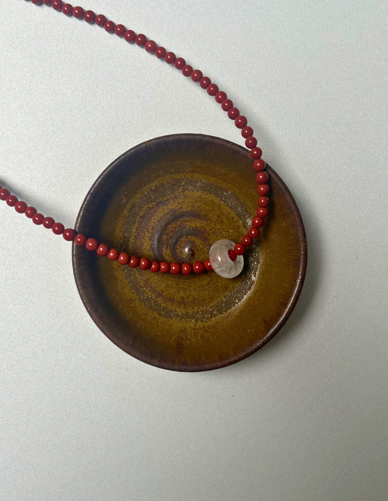 Earth Hold 4 - Red Jasper & Clear Quartz Movement Necklace