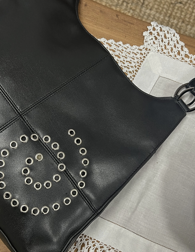 Spiral Stud Vintage Vegan Leather Bag / Piece 6