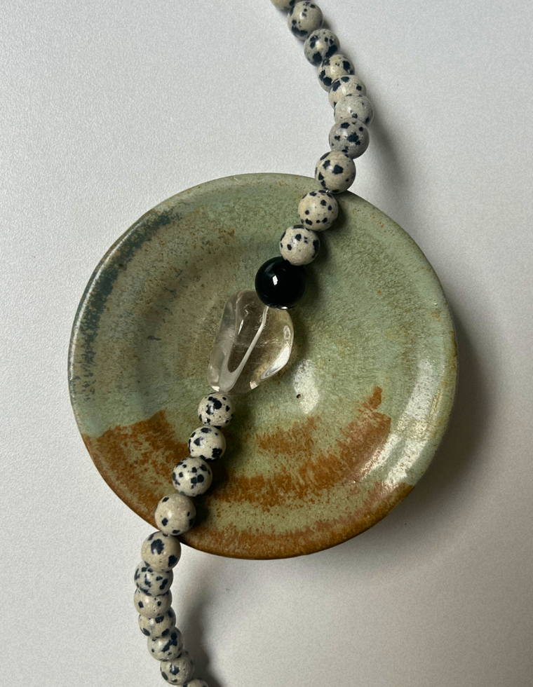 Strata 5 - Dalmatian Jasper & Clear Quartz Necklace