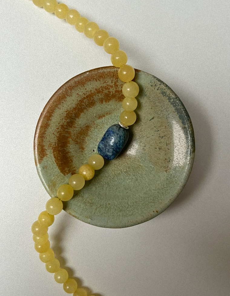 Solar 5 - Yellow Jade & Lapis Lazuli Necklace