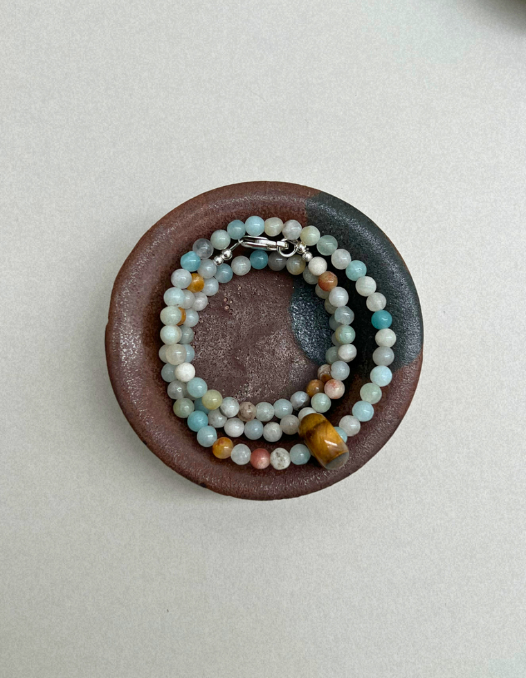 Habit 6 – Flower Amazonite & Tiger's Eye Movement Necklace