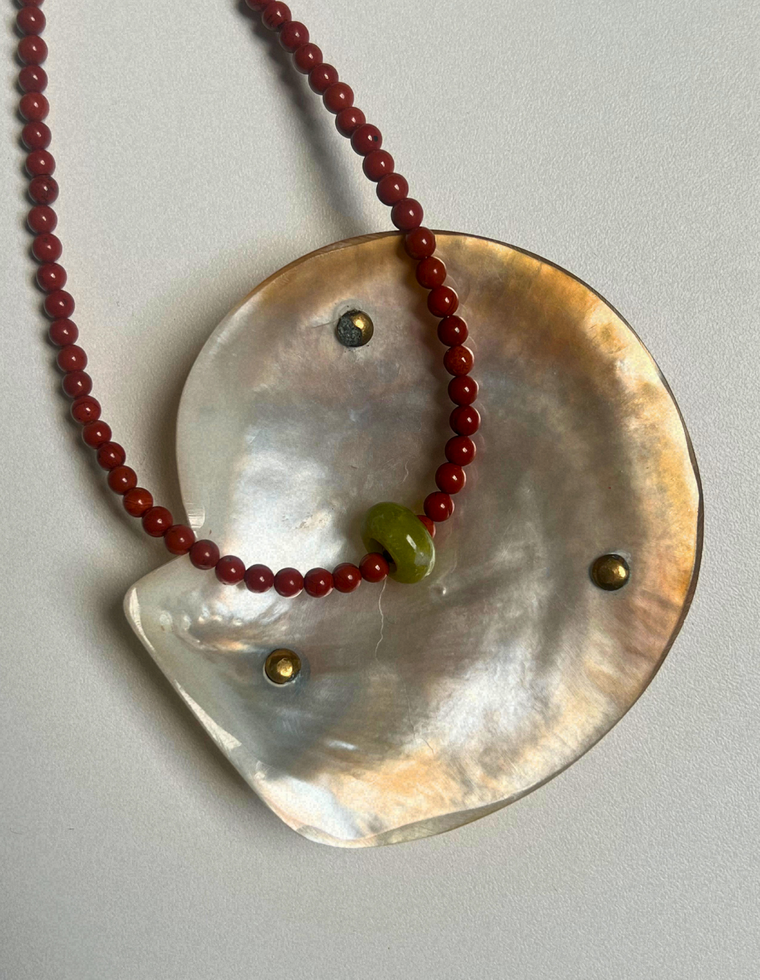Levante 4 – Red Jasper & Olive Jade Movement Necklace