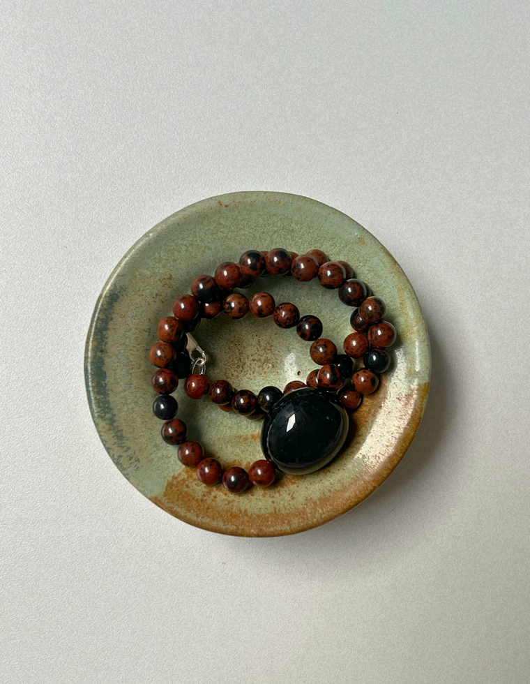 Cache 4 - Mahogany Obsidian & Onyx Necklace