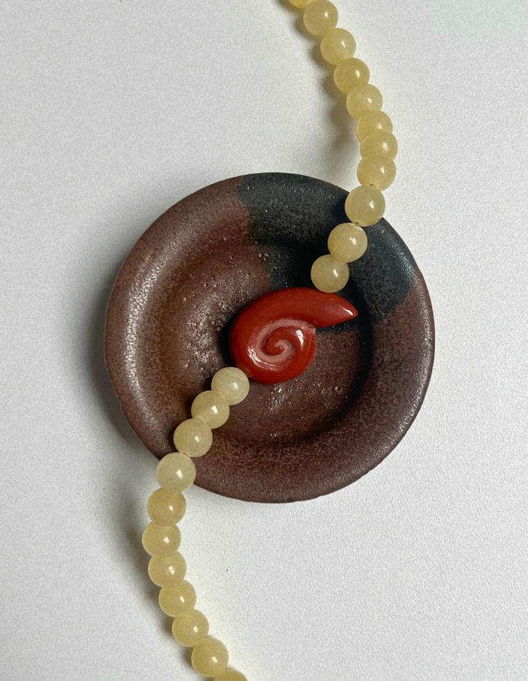 Halo 11 - Yellow Jade Whorl Necklace