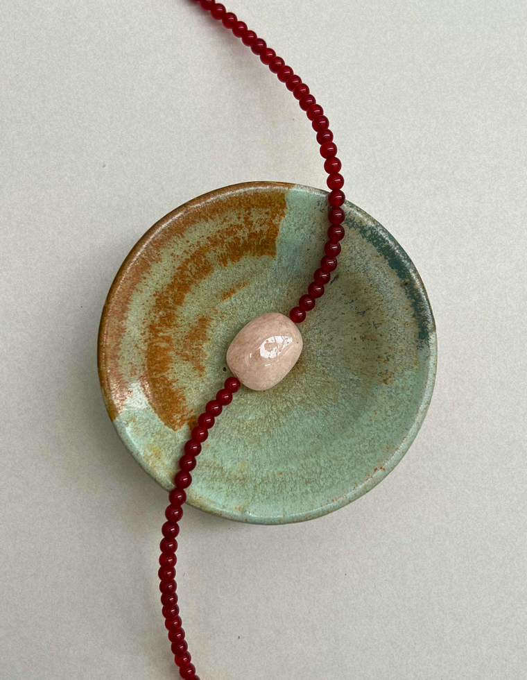 Cairn 28 – Carnelian & Pink Beryl Necklace