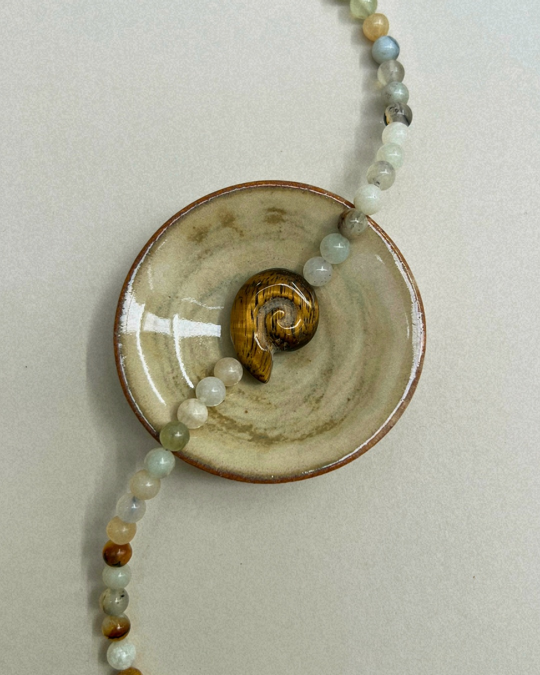 Celadon 8: butter jade whorl necklace, hand-strung by Palm of Feronia, photo 2