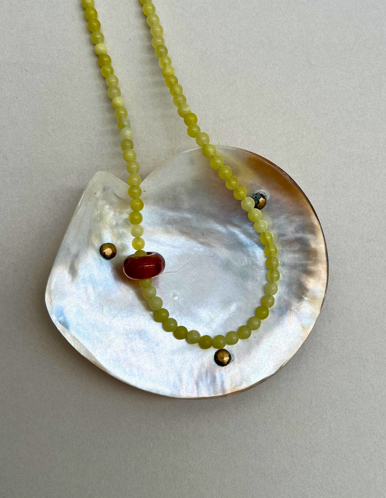Habit 14 – Olive Jade & Carnelian Movement Necklace