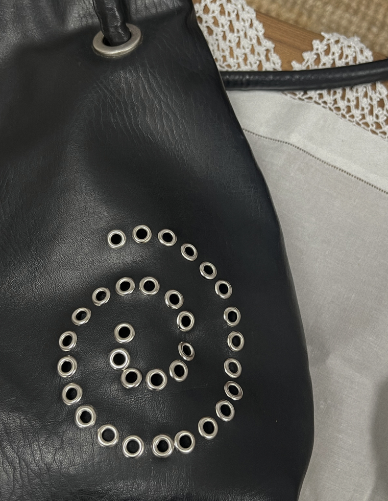 Spiral Stud Vintage Vegan Leather Bag / Piece 5