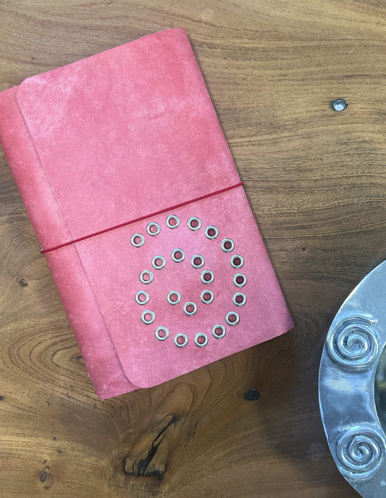 Rose Patina Leather Spiral Journal