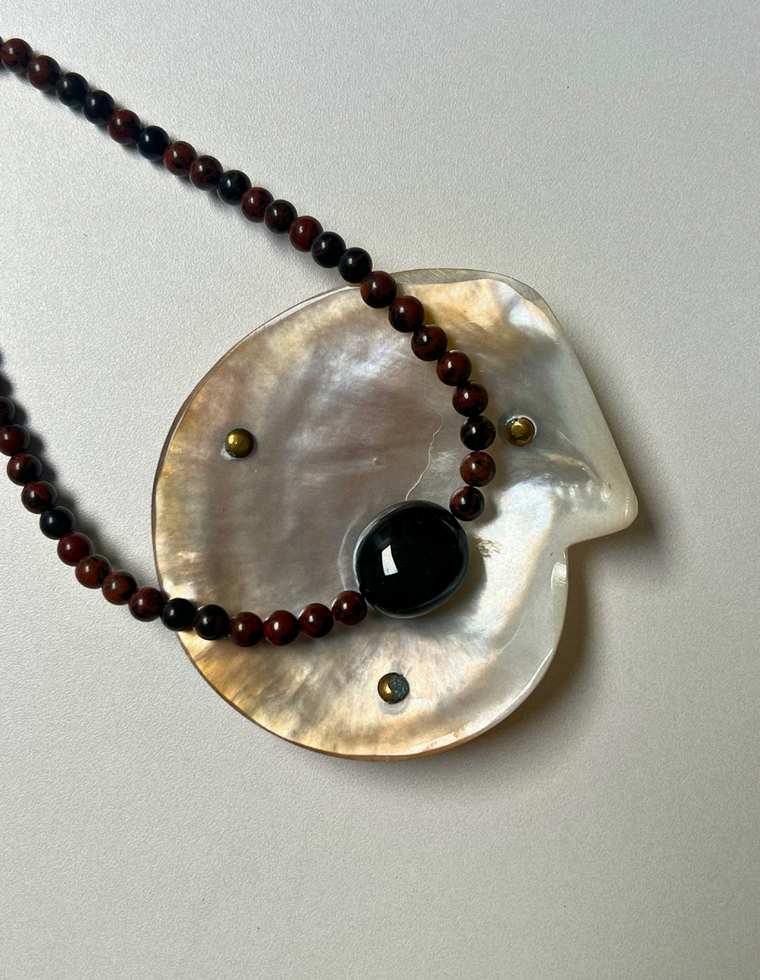Cache 4 - Mahogany Obsidian & Onyx Necklace