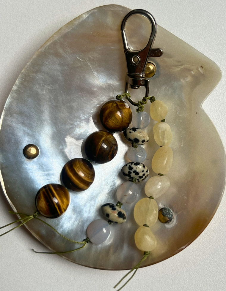 Stoned Charm - Tiger Eye & Blue Chalcedony