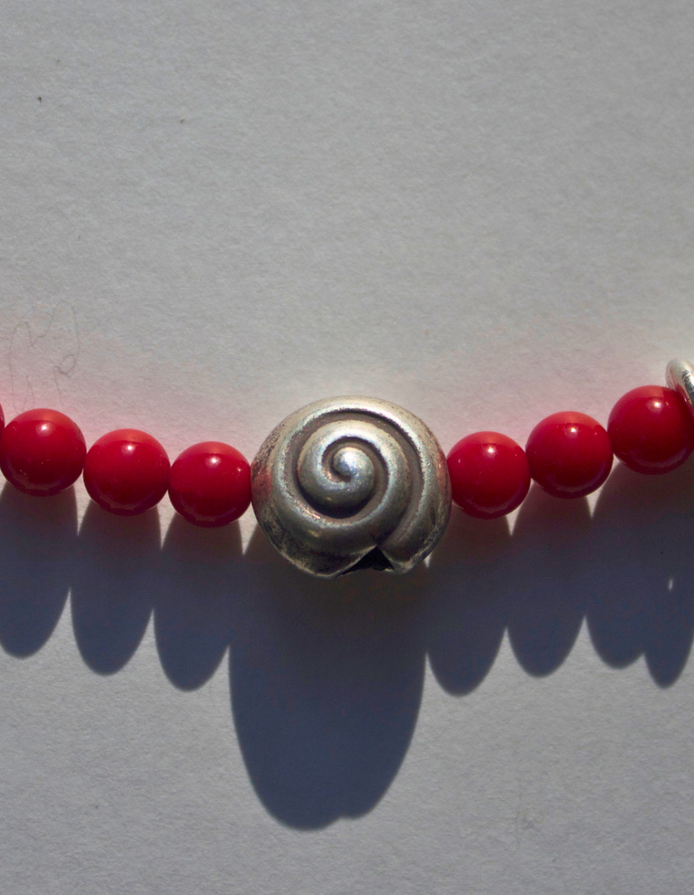 Odessa - Red Coral & Silver Spiral Necklace