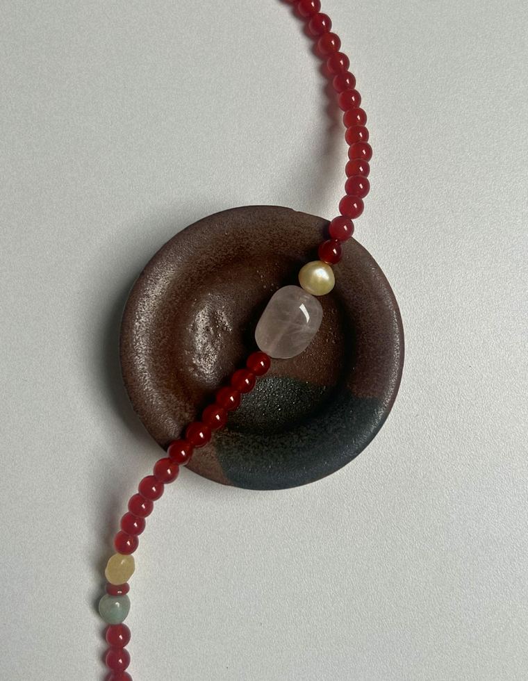 Fresco 6 - Carnelian & Rose Quartz Necklace