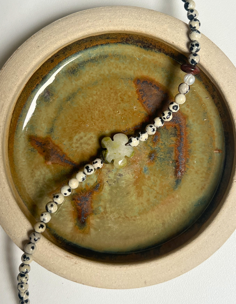 Roam 16 - Dalmatian Jasper Fleur Anklet