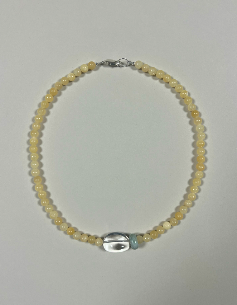Talienn - Yellow Jade & Clear Quartz Necklace