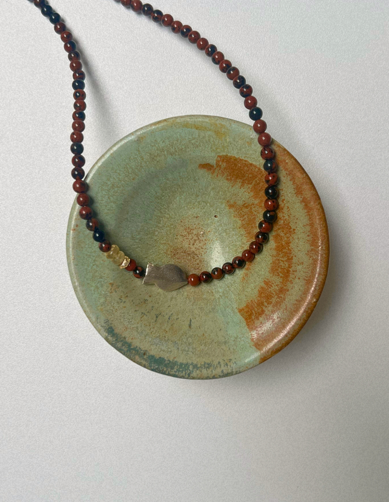 Light Forms 1 - Mahogany Obsidian Fish Necklace