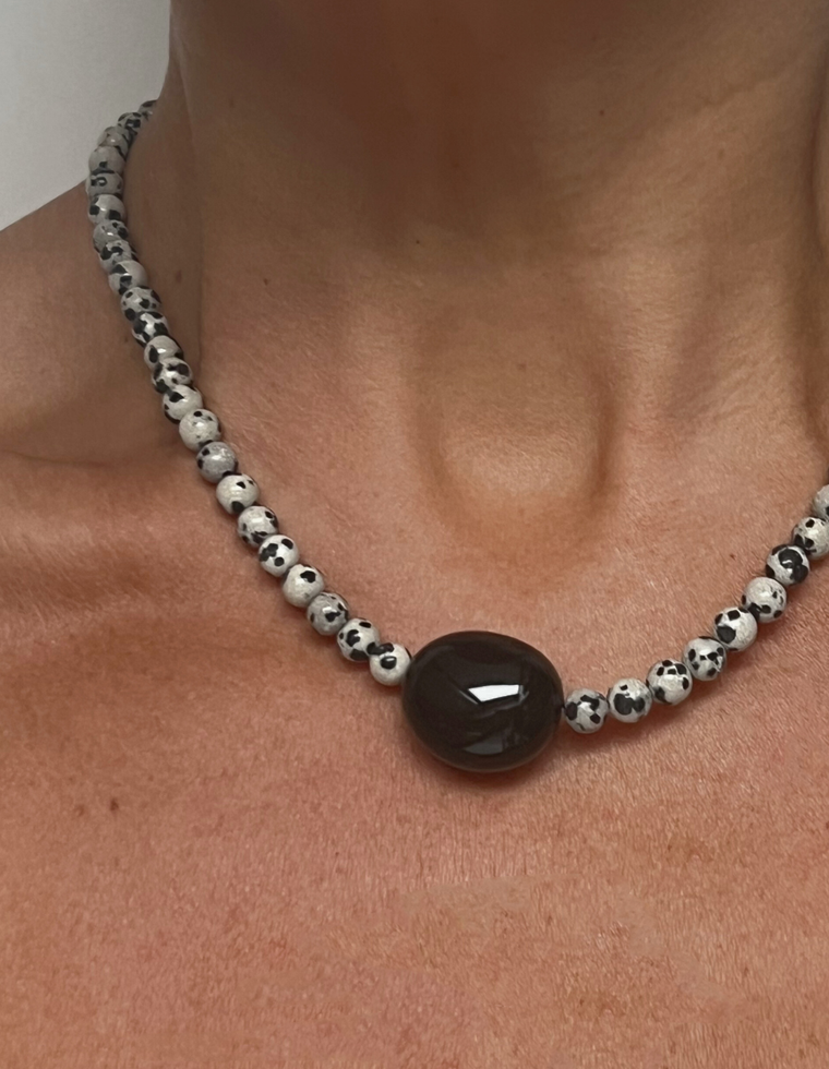 Sylthera - Dalmatian Jasper & Onyx Necklace