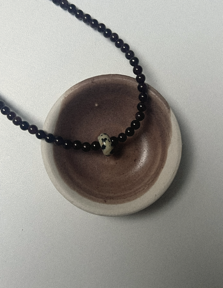 Settle Nine - Garnet & Dalmatian Jasper Necklace