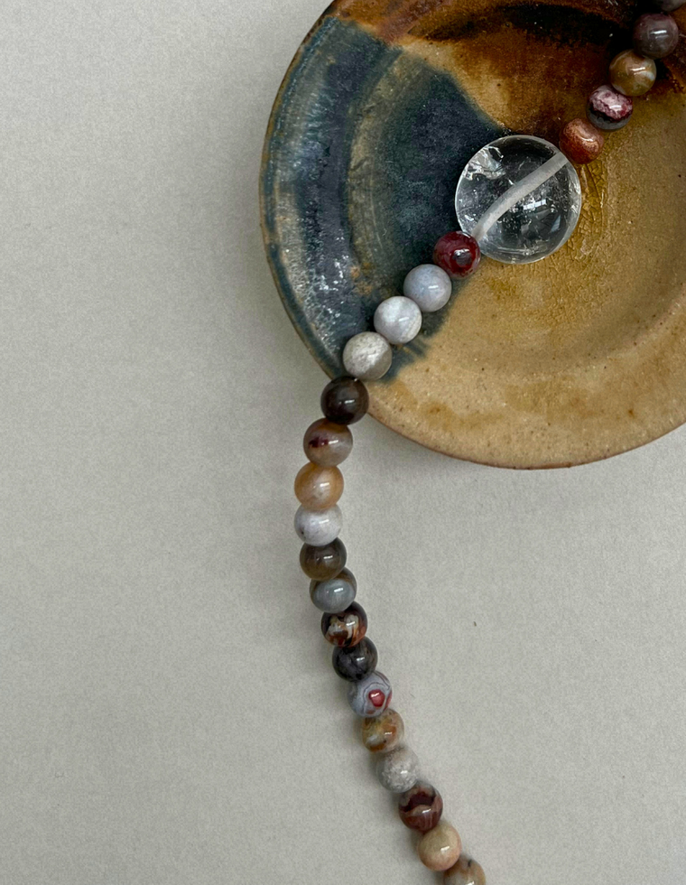 Field Study 12 – Mexican Agate & Clear Quartz Necklace