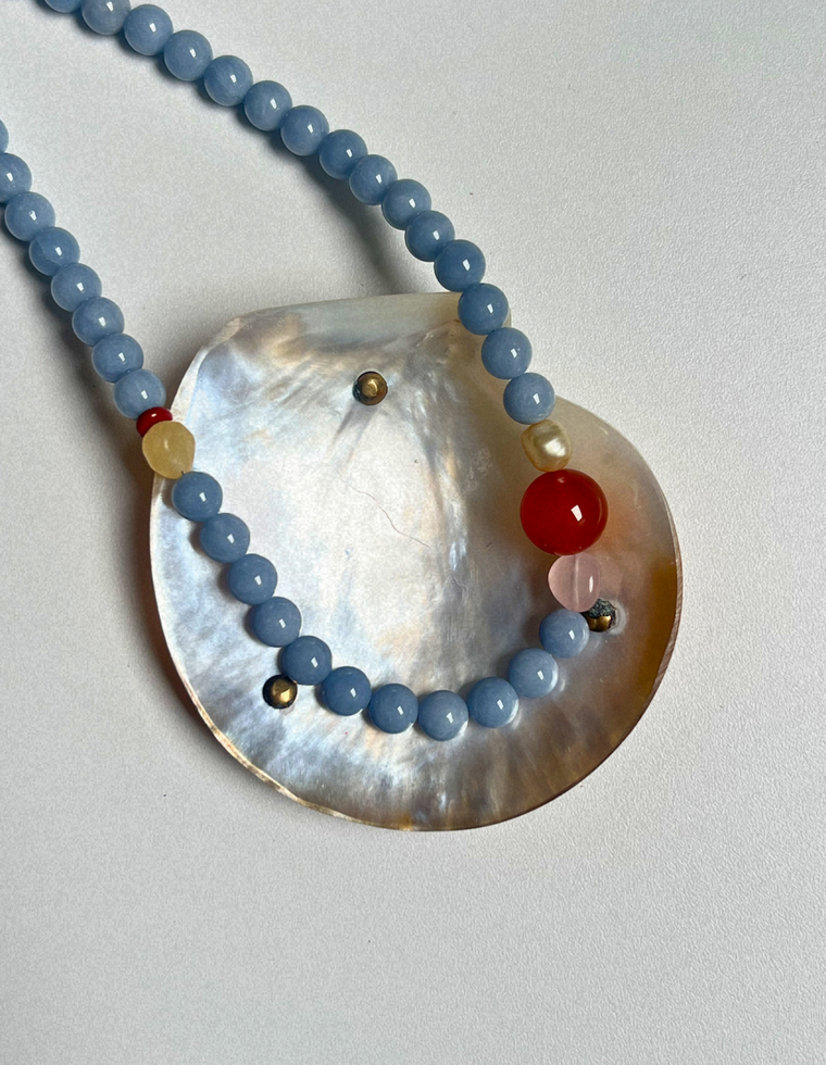 Halo 12 - Angelite & Carnelian Necklace
