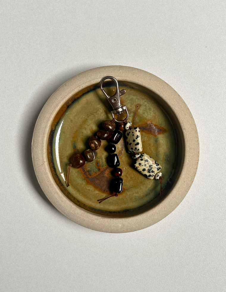 Stoned Charm - Bronzite & Amber