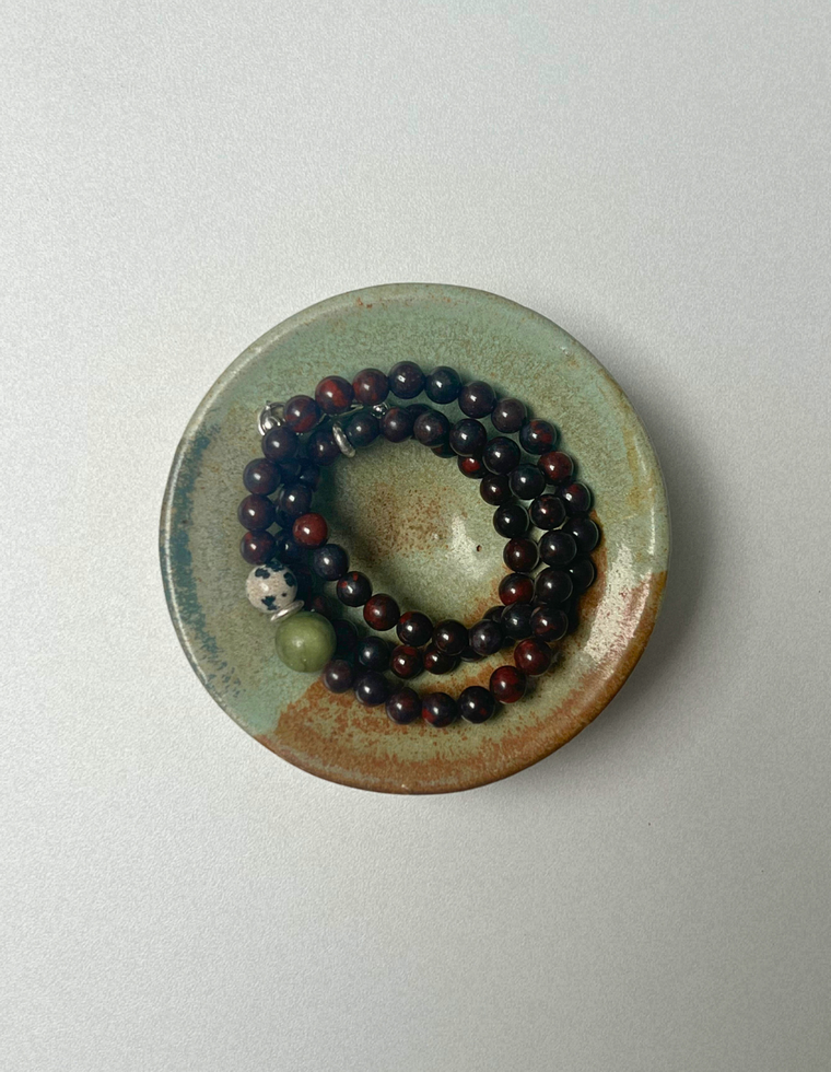 Earth Hold 11 - Bloodstone & Dalmatian Jasper Necklace